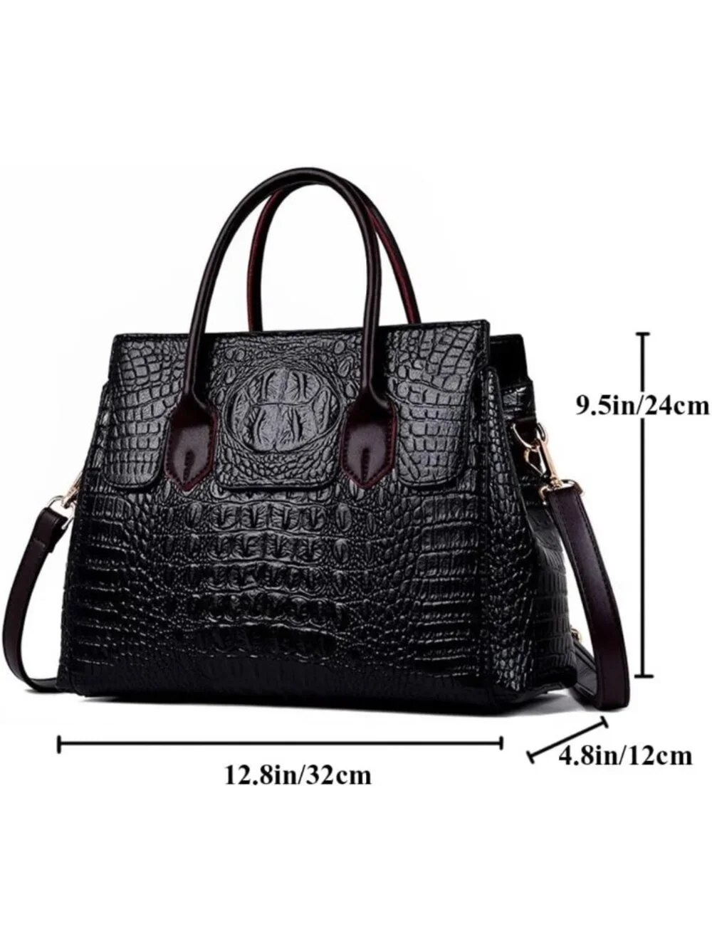 Stylish Women's Faux Leather Crocodile Embossed Satchel Handbag & Shoulder Bag